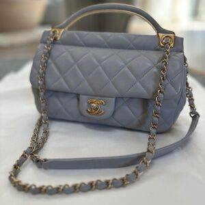 CHANEL CHANEL Chain Shoulder Bag Lamb sheep leather Gray Used Women matelasse GH